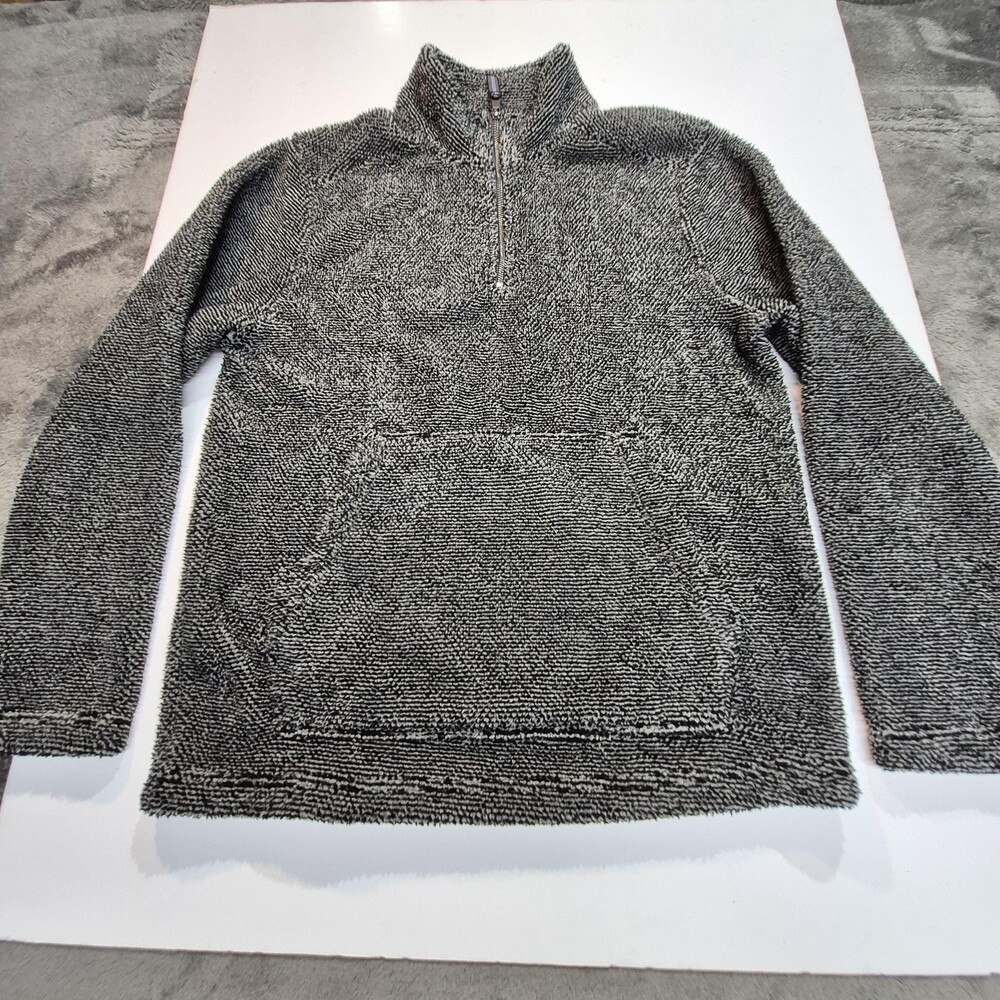 Telluride Clothing Company Sweater Mens Medium Black Gray 1/4 Zip Sherpa Fleece